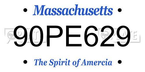 90PE629 Massachusetts License Plate