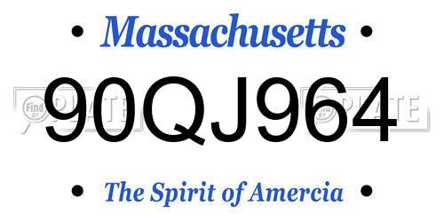 90QJ964 Massachusetts License Plate