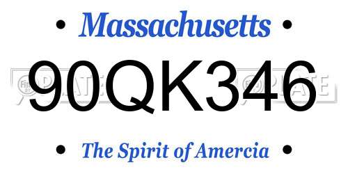 90QK346 Massachusetts License Plate
