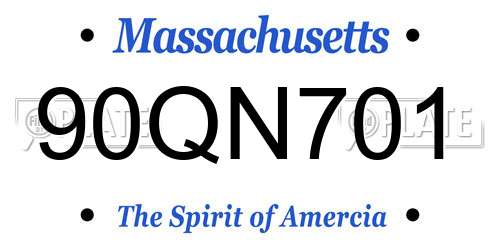 90QN701 Massachusetts License Plate