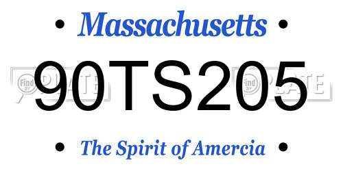 90TS205 Massachusetts License Plate
