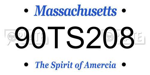 90TS208 Massachusetts License Plate