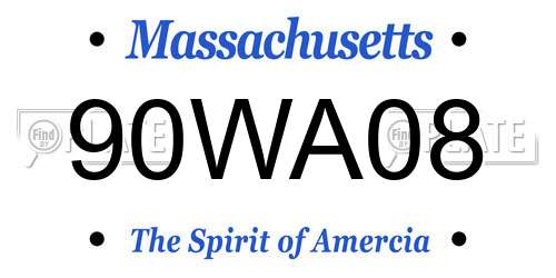 90WA08 Massachusetts License Plate