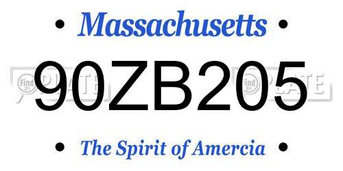 90ZB205 Massachusetts License Plate