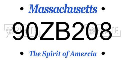 90ZB208 Massachusetts License Plate