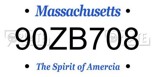 90ZB708 Massachusetts License Plate