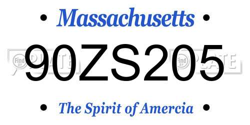 90ZS205 Massachusetts License Plate