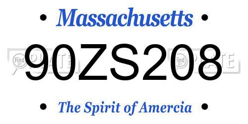90ZS208 Massachusetts License Plate