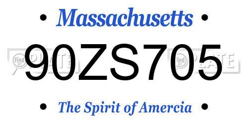 90ZS705 Massachusetts License Plate