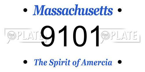 9101 Massachusetts License Plate