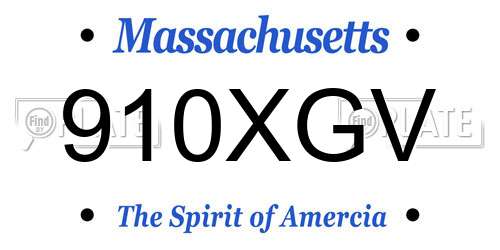 910XGV Massachusetts License Plate