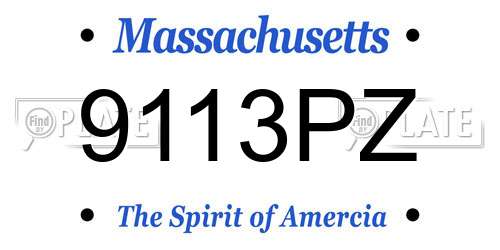 9113PZ Massachusetts License Plate