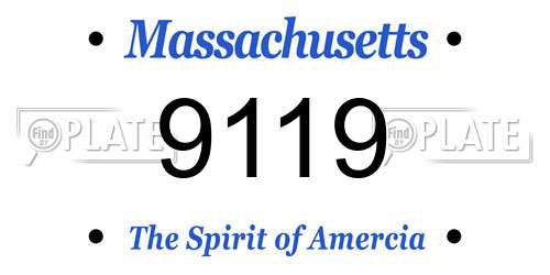 9119 Massachusetts License Plate