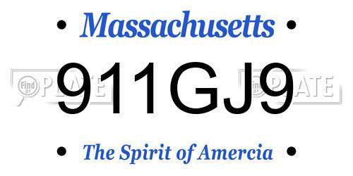 911GJ9 Massachusetts License Plate