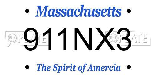 911NX3 Massachusetts License Plate