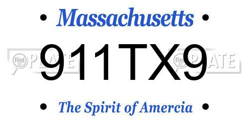 911TX9 Massachusetts License Plate