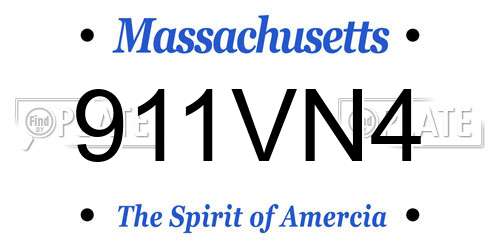 911VN4 Massachusetts License Plate