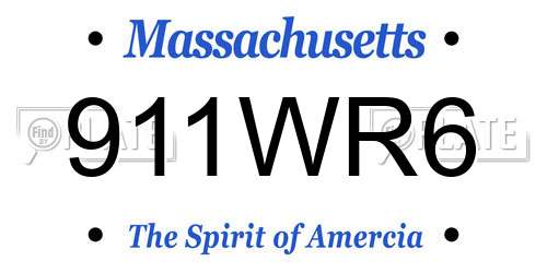 911WR6 Massachusetts License Plate