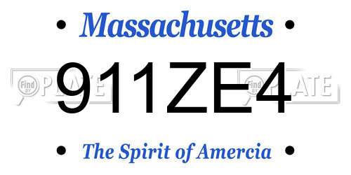 911ZE4 Massachusetts License Plate