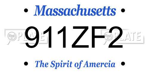911ZF2 Massachusetts License Plate