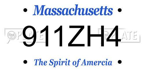 911ZH4 Massachusetts License Plate