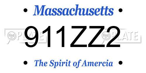 911ZZ2 Massachusetts License Plate