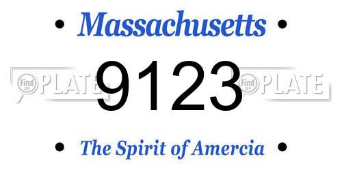 9123 Massachusetts License Plate