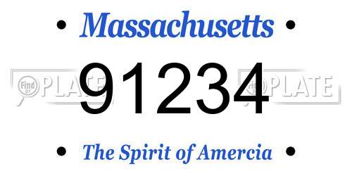 91234 Massachusetts License Plate