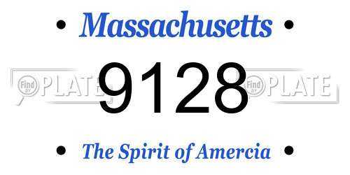 9128 Massachusetts License Plate
