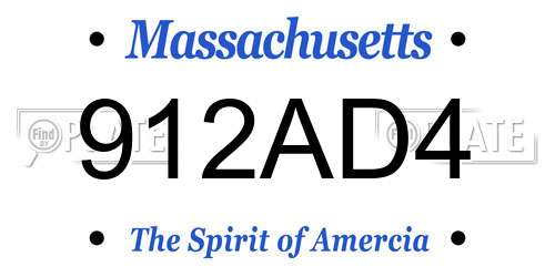 912AD4 Massachusetts License Plate