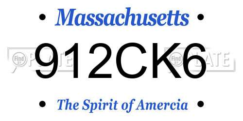912CK6 Massachusetts License Plate