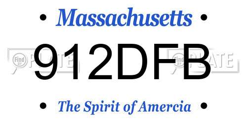 912DFB Massachusetts License Plate