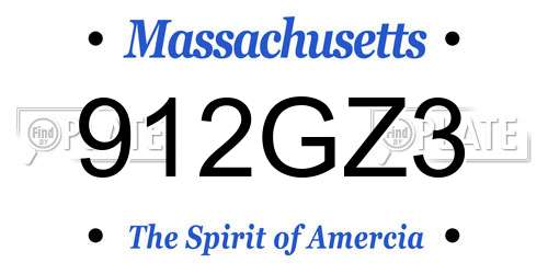 912GZ3 Massachusetts License Plate