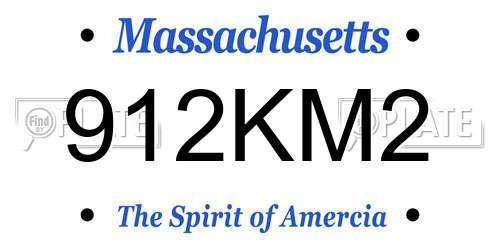 912KM2 Massachusetts License Plate