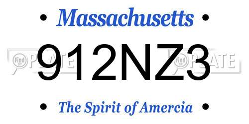 912NZ3 Massachusetts License Plate