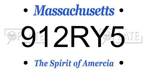 912RY5 Massachusetts License Plate