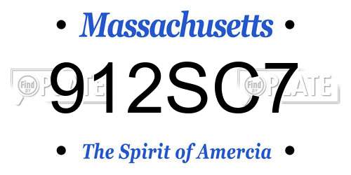 912SC7 Massachusetts License Plate