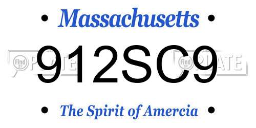 912SC9 Massachusetts License Plate