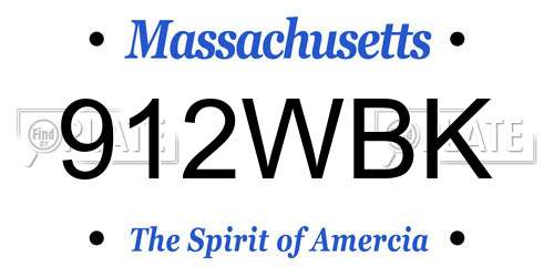 912WBK Massachusetts License Plate