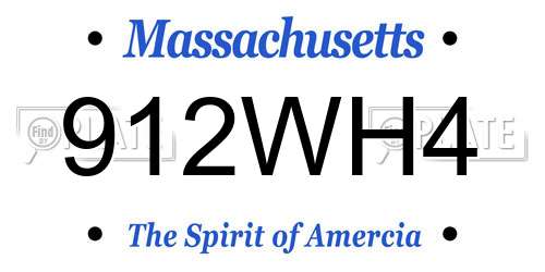 912WH4 Massachusetts License Plate