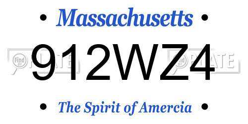 912WZ4 Massachusetts License Plate
