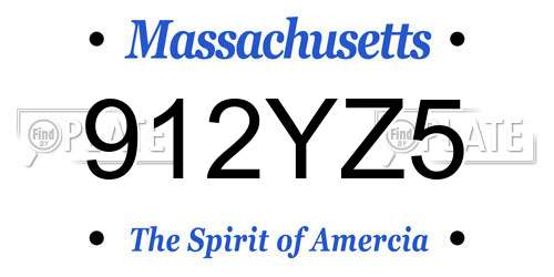 912YZ5 Massachusetts License Plate
