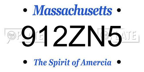 912ZN5 Massachusetts License Plate