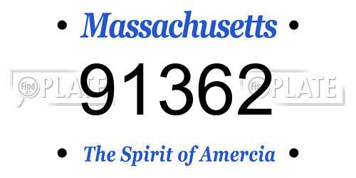 91362 Massachusetts License Plate