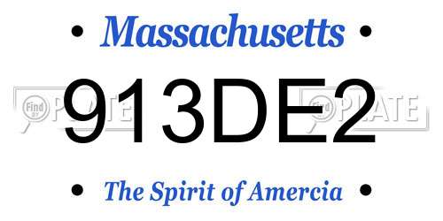 913DE2 Massachusetts License Plate