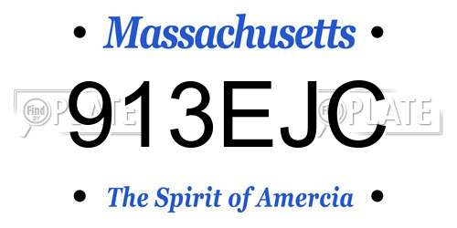 913EJC Massachusetts License Plate