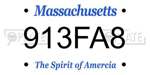913FA8 Massachusetts License Plate