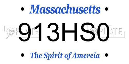 913HS0 Massachusetts License Plate