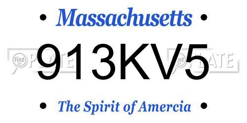 913KV5 Massachusetts License Plate