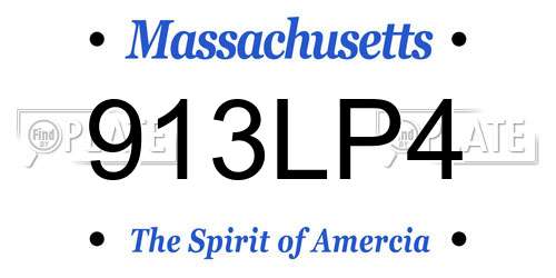 913LP4 Massachusetts License Plate